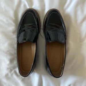 Franco sarto size 7 black patent leather loafers